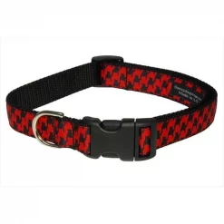 Sassy Dog Wear HERRINGBONE-POPPY-BLK.2-C Houndstooth Dog Collar; Poppy & Black - Small