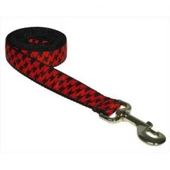Fly Free Zone,Inc. HERRINGBONE-POPPY-BLK.4-L 6 ft. Houndstooth Dog Leash; Poppy & Black - Large