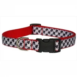Sassy Dog Wear HERRINGBONE-WHITE-BLK.3-C Houndstooth Dog Collar; Black & White - Medium