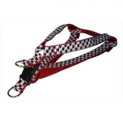 Sassy Dog Wear HERRINGBONE-WHITE-BLK.3-H Houndstooth Dog Harness; Black & White - Medium