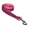 Fly Free Zone,Inc. 6 ft. Leopard Dog Leash; Pink - Medium