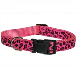 Fly Free Zone,Inc. Leopard Dog Collar; Pink - Large