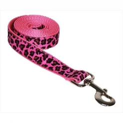 Sassy Dog Wear LEOPARD-FRUIT PUNCH4-L 6 ft. Leopard Dog Leash; Pink - Large