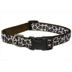 Sassy Dog Wear LEOPARD-WHITE1-C Leopard Dog Collar; White & Brown - Extra Small