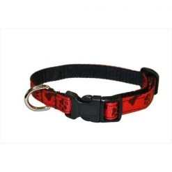 Fly Free Zone,Inc. PAWS-BONES-POPPY1-C Paws & Bones-Poppy Dog Collar; Red - Extra Small