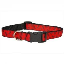 Fly Free Zone,Inc. PAWS-BONES-POPPY2-C Paws & Bones-Poppy Dog Collar; Red - Small