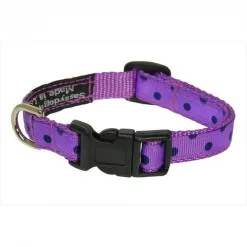 Fly Free Zone,Inc. POLKA DOT-ORCHID-NAVY1-C Polka Dot Dog Collar; Orchid & Navy - Extra Small