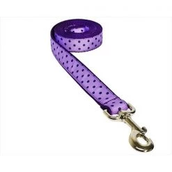 Sassy Dog Wear POLKA DOT-ORCHID-NAVY2-L 4 ft. Polka Dot Dog Leash; Orchid & Navy - Small