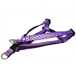 Sassy Dog Wear POLKA DOT-ORCHID-NAVY3-H Polka Dot Dog Harness; Orchid & Navy - Medium