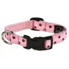 Sassy Dog Wear POLKA DOT-PINK-BROWN1-C Polka Dot Dog Collar; Pink & Brown - Extra Small