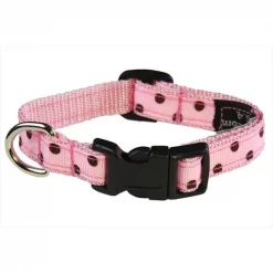 Sassy Dog Wear POLKA DOT-PINK-BROWN1-C Polka Dot Dog Collar; Pink & Brown - Extra Small