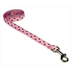 Sassy Dog Wear POLKA DOT-PINK-BROWN1-L 4 ft. Polka Dot Dog Leash; Pink & Brown - Extra Small