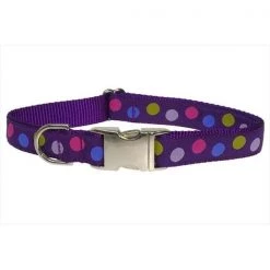 Fly Free Zone,Inc. POLKA DOT-PURPLE-MULTI4-C Dot Dog Collar; Purple & Multi - Large