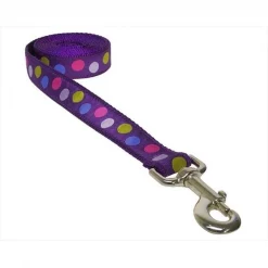 Sassy Dog Wear POLKA DOT-PURPLE-MULTI4-L 6 ft. Dot Dog Leash; Purple & Multi - Large