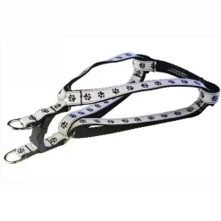 Sassy Dog Wear PUPPY PAWS-BLACK-WHT3-H Puppy Paws Dog Harness; Black & White - Medium