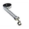 Sassy Dog Wear PUPPY PAWS-BLACK-WHT4-L 6 ft. Puppy Paws Dog Leash; Black & White - Large