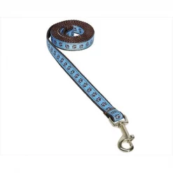 Sassy Dog Wear PUPPY PAWS-BLUE-CHOC.1-L 4 ft. Puppy Paws Dog Leash; Blue & Brown - Extra Small