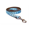 Fly Free Zone,Inc. PUPPY PAWS-BLUE-CHOC.2-L 4 ft. Puppy Paws Dog Leash; Blue & Brown - Small