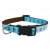 Sassy Dog Wear PUPPY PAWS-BLUE-CHOC.3-C Puppy Paws Dog Collar; Blue & Brown - Medium