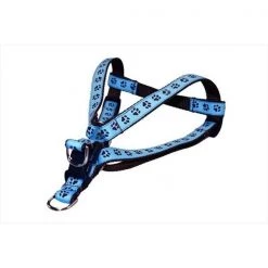 Sassy Dog Wear PUPPY PAWS-BLUE-CHOC.3-H Puppy Paws Dog Harness; Blue & Brown - Medium
