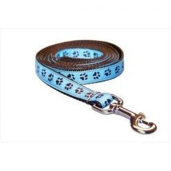 Sassy Dog Wear PUPPY PAWS-BLUE-CHOC.3-L 6 ft. Puppy Paws Dog Leash; Blue & Brown - Medium