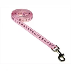 Sassy Dog Wear PUPPY PAWS-LT. PINK-CHOC.1-L 4 ft. Puppy Paws Dog Leash; Pink & Brown - Extra Small