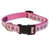 Sassy Dog Wear PUPPY PAWS-LT. PINK-CHOC.3-C Puppy Paws Dog Collar; Pink & Brown - Medium