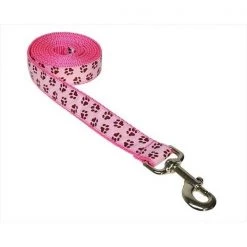 Sassy Dog Wear PUPPY PAWS-LT. PINK-CHOC.4-L 6 ft. Puppy Paws Dog Leash; Pink & Brown - Large