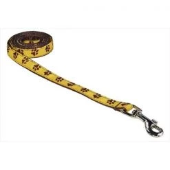Fly Free Zone,Inc. 4 ft. Puppy Paws Dog Leash; Yellow & Brown - Extra Small