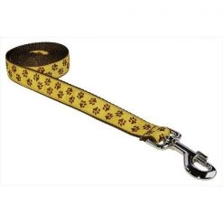 Sassy Dog Wear PUPPY PAWS-YELLOW4-L 6 ft. Puppy Paws Dog Leash; Yellow & Brown - Large