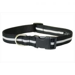 Sassy Dog Wear REFLECTIVE - BLACK1-C Reflective Dog Collar; Black - Small