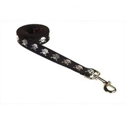 Fly Free Zone,Inc. 4 ft. Reflective Skull Dog Leash; Black - Small