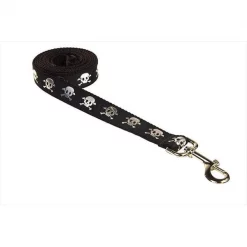 Fly Free Zone,Inc. 6 ft. Reflective Skull Dog Leash; Black - Medium