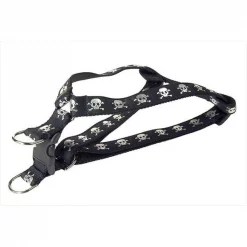 Sassy Dog Wear REFLECTIVE SKULL-BLACK4-H Skull Print Dog Harness; Black - Large