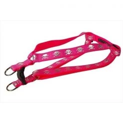 Sassy Dog Wear REFLECTIVE SKULL-PINK2-H Reflective Skull Dog Harness; Pink - Small