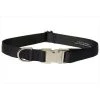 Sassy Dog Wear SOLID BLACK-METAL BUCKLE MED-C Nylon & Aluminum Buckles Dog Collar; Black - Medium