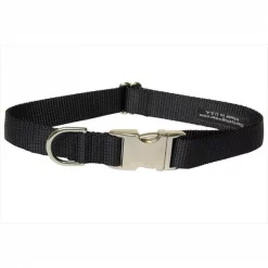 Fly Free Zone,Inc. Nylon & Aluminum Buckles Dog Collar; Black - Small