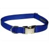 Sassy Dog Wear SOLID BLUE-METAL BUCKLE MED-C Aluminum Buckles Dog Collar; Blue - Medium