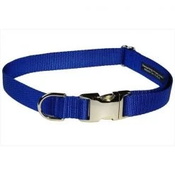 Sassy Dog Wear SOLID BLUE-METAL BUCKLE MED-C Aluminum Buckles Dog Collar; Blue - Medium