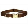 Sassy Dog Wear SOLID BROWN-METAL BUCKLE SM-C Nylon & Aluminum Buckles Dog Collar; Brown - Small