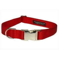 Fly Free Zone,Inc. Nylon & Aluminum Buckles Dog Collar; Red - Large
