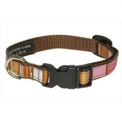 Sassy Dog Wear STRIPE-BROWN-MULTI1-C Stripe Dog Collar; Brown - Extra Small