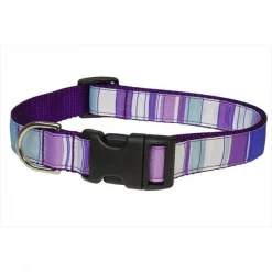 Fly Free Zone,Inc. STRIPE-PURPLE-MULTI3-C Stripe Dog Collar; Purple - Medium