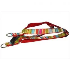 Sassy Dog Wear STRIPE-RED-MULTI2-H Multi Stripe Dog Harness; Red - Small