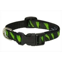 Fly Free Zone,Inc. ZEBRA-GREEN-BLK.1-C Zebra Dog Collar; Green & Black - Extra Small