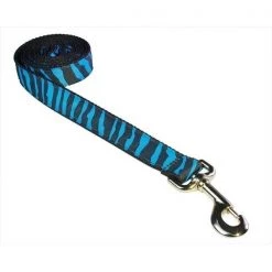 Fly Free Zone,Inc. ZEBRA-TURQUOISE-BLK.3-L 6 ft. Zebra Dog Leash; Turquoise & Black - Medium