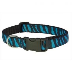 Sassy Dog Wear ZEBRA-TURQUOISE-BLK.4-C Zebra Dog Collar; Turquoise & Black - Large