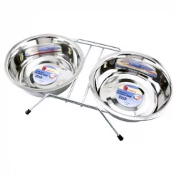 Peticare Products 19464 32 oz. Stainless Steel Double Diner Pet Bowl