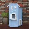 Partyanimal 3-Story Cats House - Sky Blue & White