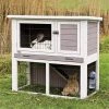 TRIXIE Pet Products 62305 Rabbit Hutch With Sloped Roof; Medium; Gray & White
